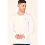 Dewberry T8587 V-NECK MEN'S LONG SLEEVE T-SHIRT-LIGHT WHITE Cijene
