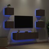  The Living Store Komplet TV omaric LED 6-delni rjavi hrast inženirski les - Stenska TV Enota, (21555649) Cene
