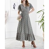 Resti Floral women's midi dress in green- Clothing | Shoptok.si