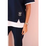 Kesi Włoski Women's butter set with short sleeves and pants navy blue | shoptok.hr