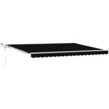 vidaXL Avtomatska retraktibilna tenda z LED v črni barvi 450x300 cm, Tenda za zamenjavo blaga za okvir 4.5x3 m črna | Shoptok.si