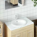  Kupaonski umivaonik bijeli 52 x 46 x 20 cm ovalni keramički