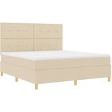  Box Spring Postelja z Matratko in LED Krem 180x200 cm Tkanina, (22067025) | Shoptok.si