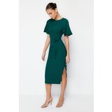 Trendyol Emerald Green Belted Woven Midi Dress Cene