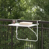 vidaXL Stol za balkon Bijeli Metal Srednji Vanjski stol Pravokutni