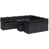 Maison Chic Seti vrtnega pohištva - Vrtna garnitura - Vrtni pohištvo set 11-delna z blazinami črn poli ratan, (21815147) | Shoptok.si
