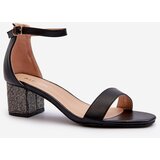 Boto Women's sandals in eco leather on embellished heel black Wiatalia | Shoptok.si