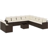 vidaXL 12-dijelni set vrtnih sofa od poliratana s jastucima smeđi | shoptok.hr
