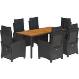  7-dijelni vrtni blagovaonski set s jastucima crni od poliratana | shoptok.hr