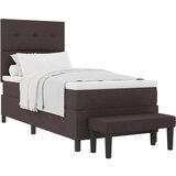  Box Spring Postelja z Vzmetnico in Klopjo Temno Rjava 90x200 cm Tkanina, (22080894) | Shoptok.si