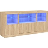 Maison Chic Komoda - Predalnik z LED lučkami sonoma hrast 142,5x37x67 cm, (21721511) | Shoptok.si