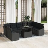 vidaXL 10-dijelni vrtni set sofa s jastučićima crna poli ratan Cijene