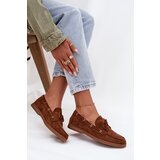 Boto Women's Loafers Moccasins With Lacing Camel Calivra | Shoptok.si