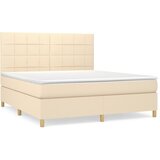  Krevet s oprugama i madracem krem 160x200 cm od tkanine | shoptok.hr