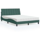 vidaXL Postelja z vzmetnico temno zelena 140x190 cm žamet | Shoptok.si