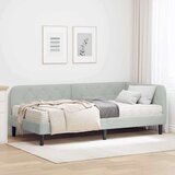 vidaXL Kotna postelja z vzmetnico Svetlo siva 90 x 190 cm Žamet | Shoptok.si