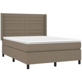  Box spring postelja z vzmetnico LED taupe 140x200 cm blago, (20901980) | Shoptok.si
