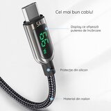 Yesido podatkovni kabel (CA85) - USB na Type-C 66W 5A digitalni zaslon - 120 cm - crni | shoptok.hr