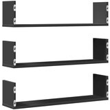 vidaXL Zidne police 3 kom crne 80x18x18 cm konstruirano drvo Cijene