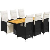vidaXL 7-dijelni vrtni bistro set od poliratana s jastucima crni | shoptok.hr