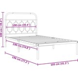  Metalni okvir za krevet s uzglavljem crni 100x190 cm | shoptok.hr