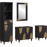  Set ormarića za kupaonicu Zidne 4 pcs Crna Čvrsto drvo manga | Eponuda.ba