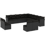  The Living Store Vrtna sedežna garnitura 13-delna z blazinami črn poli ratan - Vrtna Sedežna Garniture, (21453073) | Shoptok.si