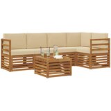  Sekcijska garnitura 6 pcs Prirodna i bež Čvrsto drvo akacije | shoptok.hr