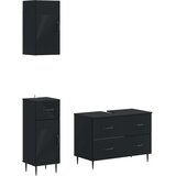  Set za kupaonicu od 3 dijela HAARLEM Crna Konstruirano drvo | shoptok.hr