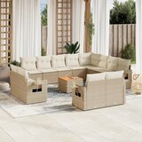 Maison Chic Seti vrtnega pohištva - Vrtna garnitura - Vrtni pohištvo set 13-delna z blazinami bež poli ratan, (21809724) | Shoptok.si