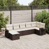 vidaXL 7-dijelni set vrtnih sofa od poliratana s jastucima smeđi | shoptok.hr