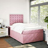 vidaXL Box spring postelja z vzmetnico roza 120x190 cm žamet | Shoptok.si