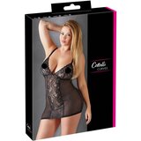 Cottelli Plus Size - prozirni negliže s umetkom od čipke (crni) Cijene