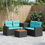  Set sofe 6 kom. Crna i Plava Poli Rattan i čelik | shoptok.hr