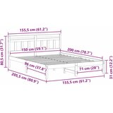  Krevetna konstrukcija Smeđa 150 x 200 cm Čvrsto borovo drvo | shoptok.hr