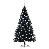 vidaXL Umjetna preddekorirana božićna jelka Črna 180 cm PVC | Shoptok.si