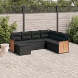 Maison Chic Seti vrtnega pohištva - Vrtna garnitura - Vrtni pohištvo set 7-delna z blazinami črn poli ratan, (21801358) | Shoptok.si