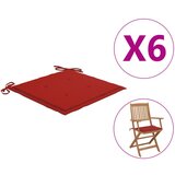 vidaXL Jastuci za vrtne stolice 6 kom crveni 40 x 40 x 3 cm od tkanine Cijene