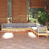  9-dijelna vrtna garnitura od borovine sa sivim jastucima | shoptok.hr