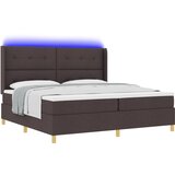 vidaXL Postelja s vzmetnico in LED temno rjava 200x200 cm tkanina, (22083895) | Shoptok.si