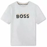 Boss Otroška bombažna kratka majica siva barva