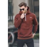 Madmext Chocolate Zipper Hooded Sweatshirt 6143 Cene