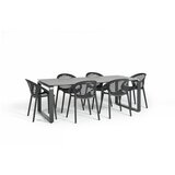 Bonami Selection Vrtni blagovaonski set za 6 osoba s crnim stolicama Joanna i stolom Strong, 210 x 100 cm Cijene