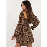 Fashion Hunters Beige and black mini dress with animal print