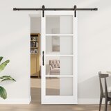 vidaXL Drsna vrata s kompletom opreme "ORKDAL" Bela iz trdnega lesa in stekla, Notranja vrata z steklom "ORKDAL" Bela 78x202x4 cm | Shoptok.si