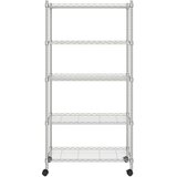 vidaXL Police za pohranu 5 razina s kotačima 75x35x155 cm krom 250 kg | shoptok.hr