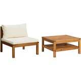 Maison Chic Sedežna garnitura - kavč 2-delna s kremno belimi blazinami akacija, (21729282) | Shoptok.si
