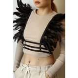 Fenzy Modrček Iz Elastičnih Trakcev S Perjem, Art2139, Črn | Shoptok.si