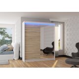 ADRK Drsna omara CARO z ogledalom in LED osvetlitvijo, 180 cm - BELA-SONOMA HRAST Cene