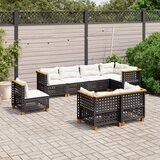 Maison Chic Seti vrtnega pohištva - Vrtna garnitura - Vrtni pohištvo set 8-delna z blazinami črn poli ratan, (21800558) | Shoptok.si